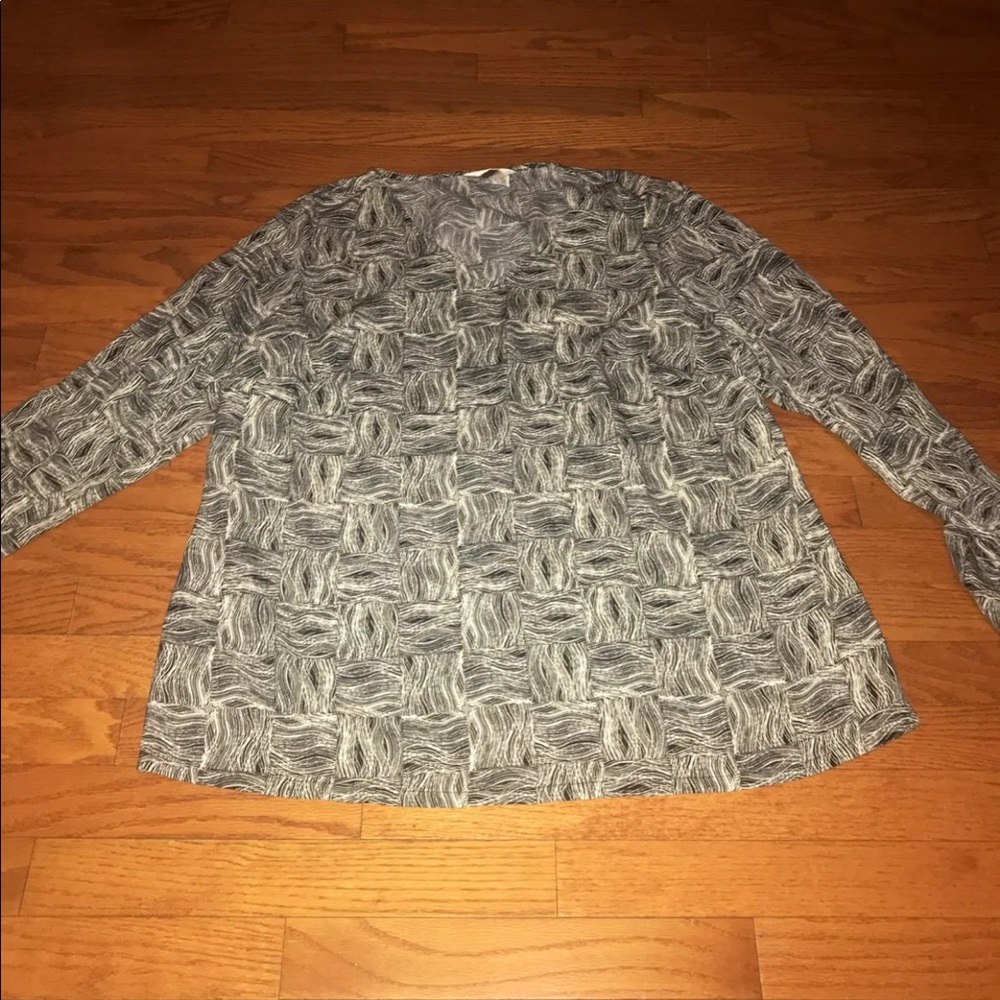 CJ Banks Zebra Animal Print Long Sleeve Top Plus